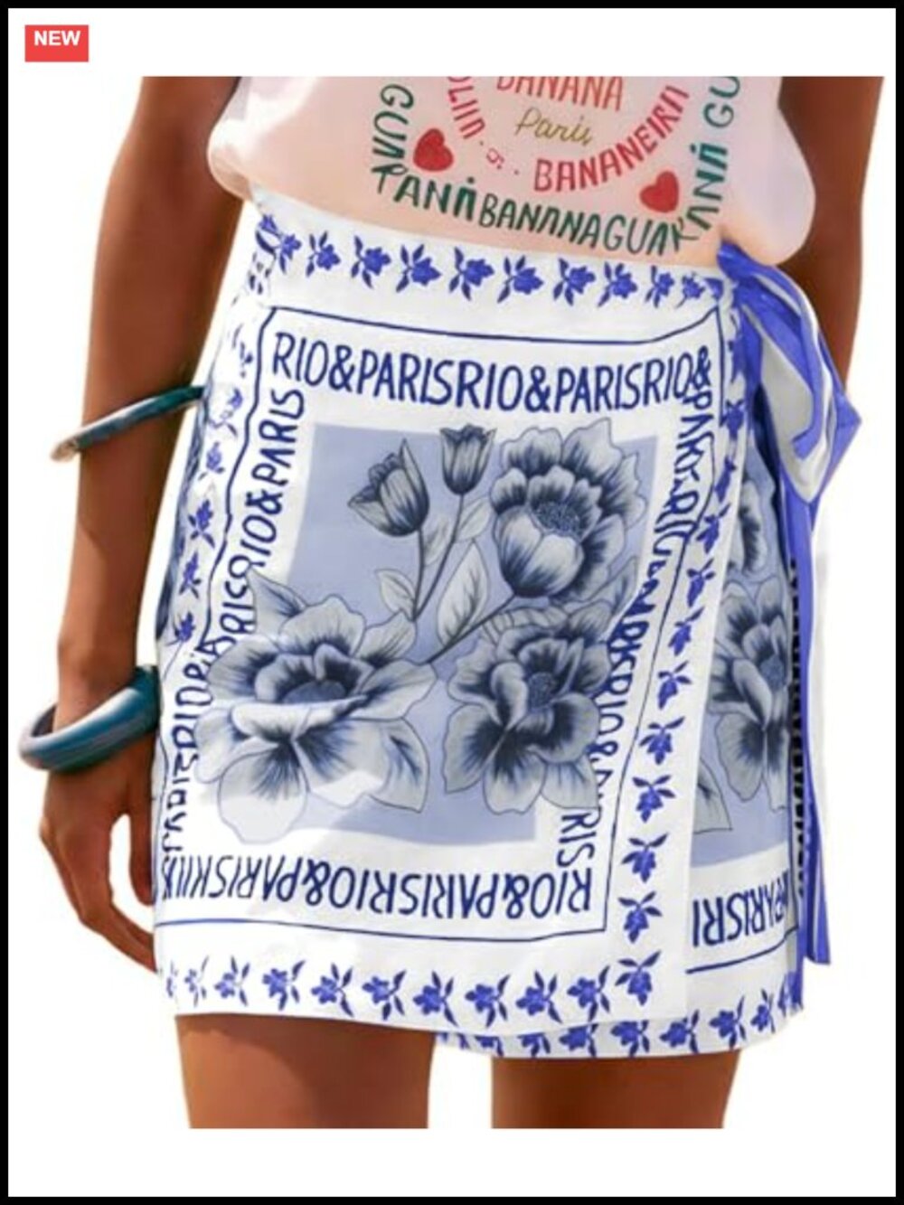 Wrap Skort Floral A-Line High Waist Side Tie Beach Cover Up Skirt